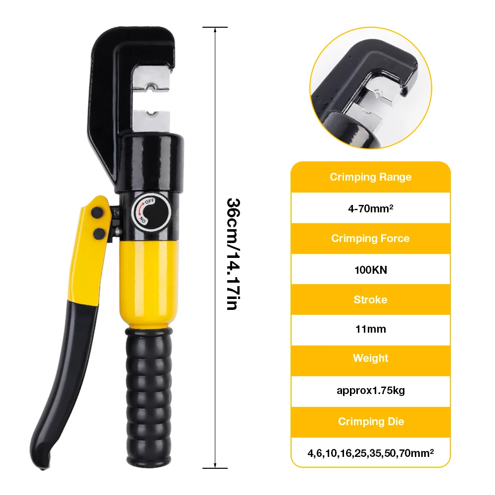 4-70mm&sup2; Home Hydraulic Pliers Pressure 10T Crimping Tools DIY Cable Terminal Wiring Pliers Cordless Crimping With Gloves