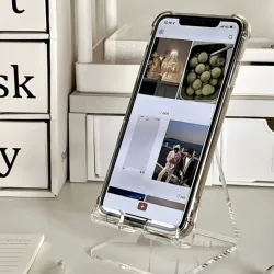 Multifunctional Desktop Phone and Tablet Stand with Non - Slip Base, Adjustable (Transparent)