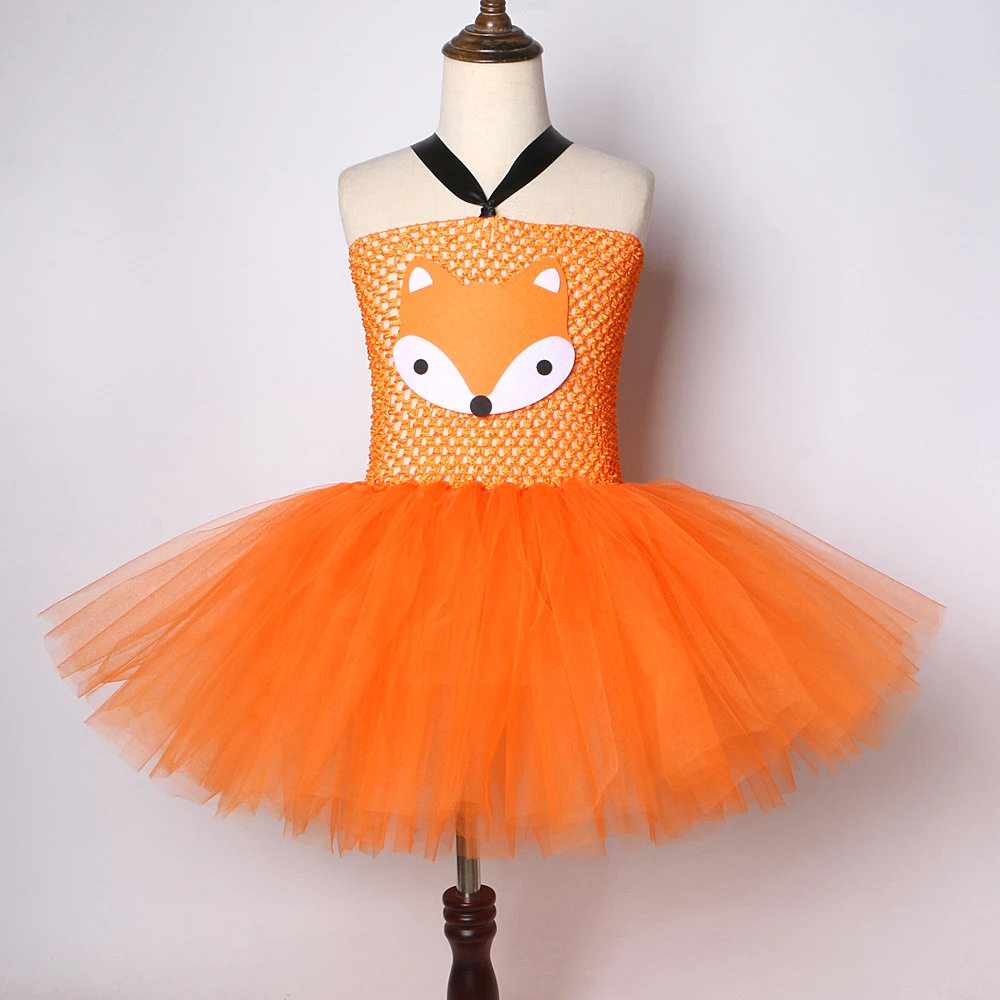 Orange Fox Costumes for Baby Girls Animal Halloween Dresses with Ears Hair Bow Kids Birthday Party Outfit Children Fancy Clothes