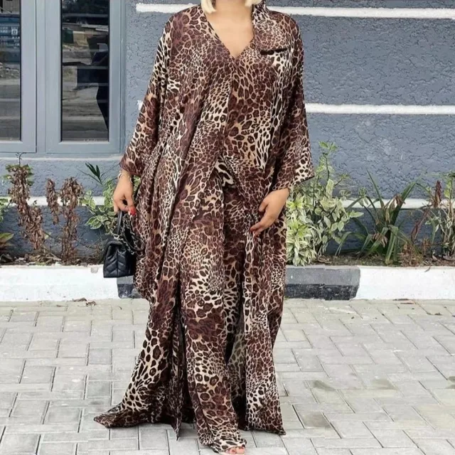 Two Piece Set Women Africa Clothes African Dashiki New Fashion 2 Piece Sets Long Dress Pants Suit Party Dresses Big Size Robe 3