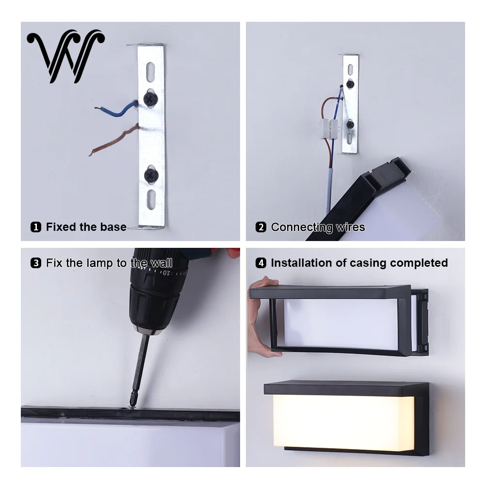 IP65 Waterproof Outdoor 24W AC85-265V LED Wall Lamp Plastic Lamp Body Warm White Porch Light Garden Light