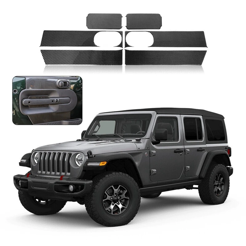 

Car Door Cover Trim Sticker Decoration Carbon Fiber For Jeep Wrangler JK 2007-2010 Accessories