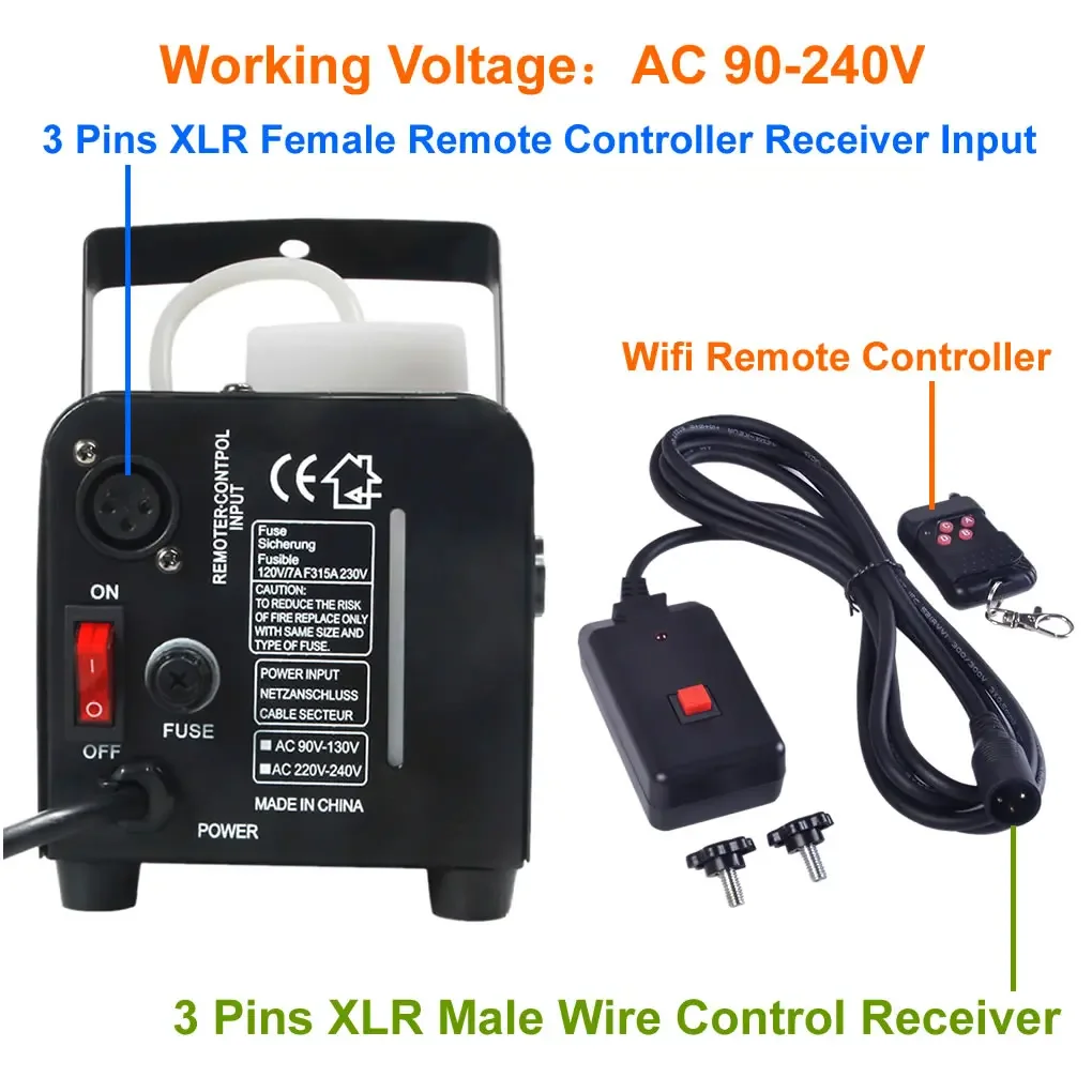 90-240VAC 2in1 Wireless Remote Control Line Cable Control 3 Pins XLR For LED Smoke Machine Stage Lighting Ejector Fogger Parts