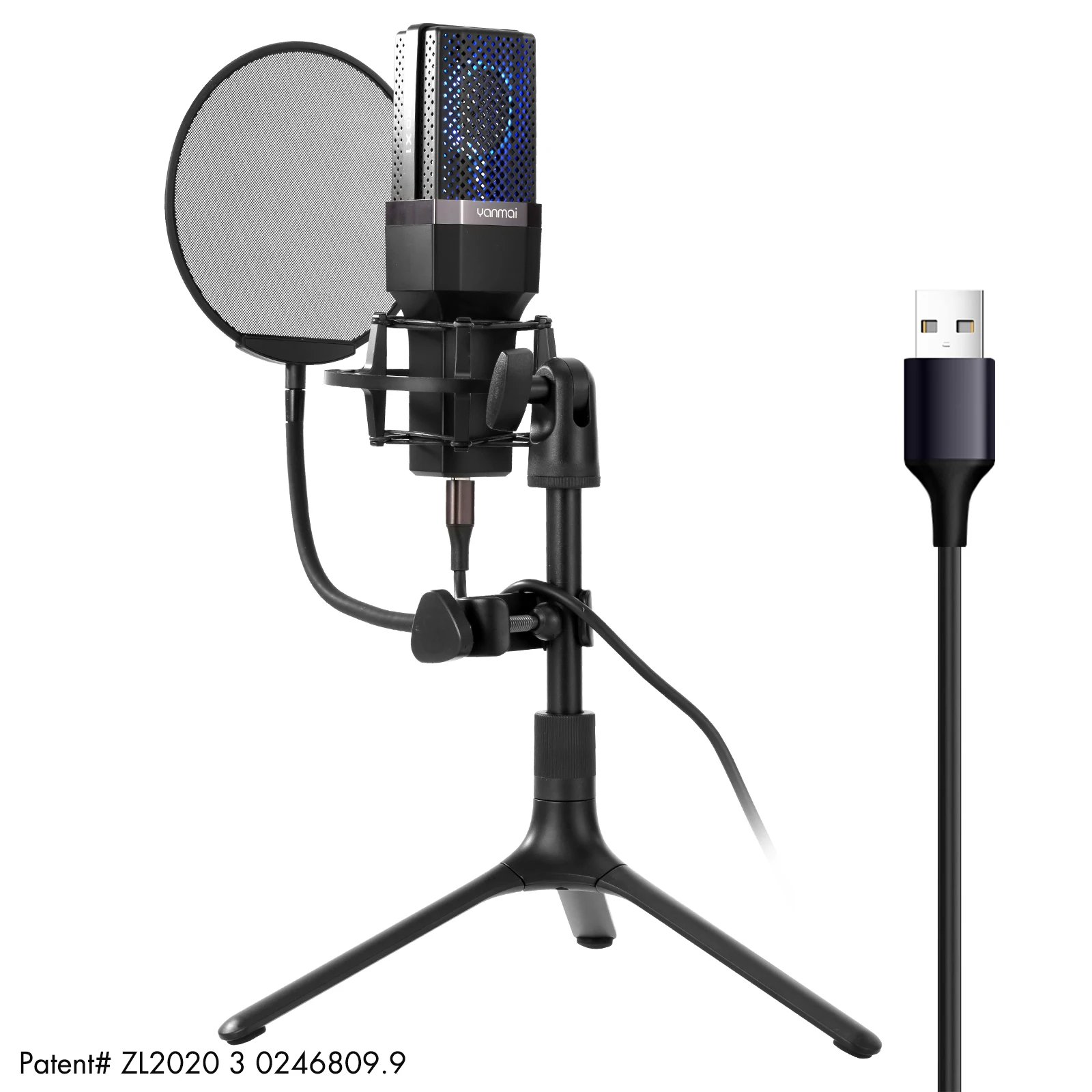 

USB Microphone Cardioid Condenser Computer PC Mic with Tripod Stand, Pop Filter, Shock Mount Mute Button for Gaming, Streaming,