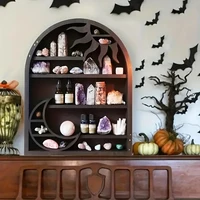 Wood Storage Shelf - Stylish And Practical Wall Shelf, Crescent Sun And Moon Crystal Shelf 1