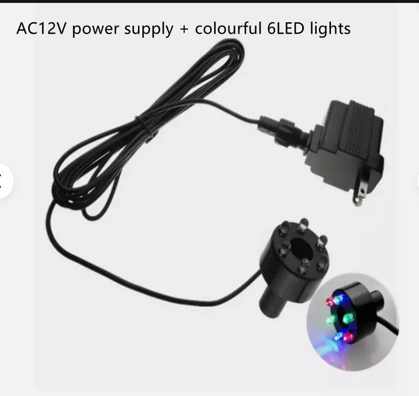 수중 3 in 1 6 LED 조명 링, 분수 물고기 연못 물 정원용, AC12V 어댑터, 암석 장식