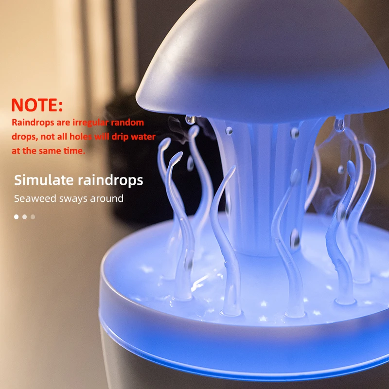 Etherische Olie Diffuser Met Kwallen Mist & Vlameffect - 250 Ml, 8 Kleuren LED, Timer, Bluetooth Speaker