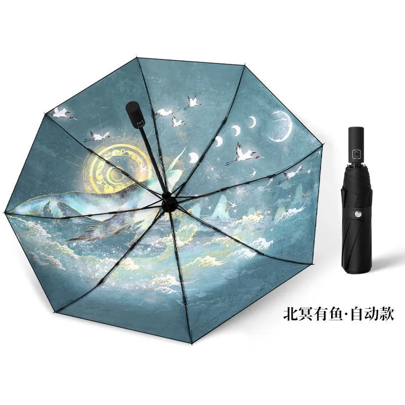 Tian Guan Ci Fu,Heaven officials blessing,Chinese style Anime,Anti-UV,Automatic Rain Compact Umbrella for Woman Man