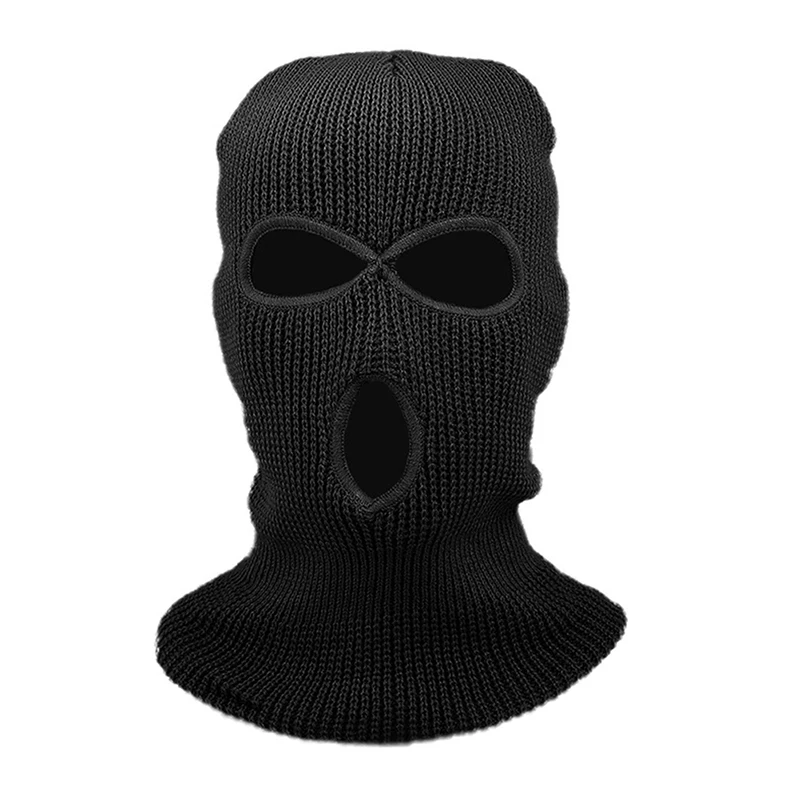 Neue Mode 3-Loch gestrickte Voll gesichts abdeckung Ski maske, Winter Sturmhaube warm gestrickte Voll gesichts maske für Outdoor-Sportarten – Detail 6