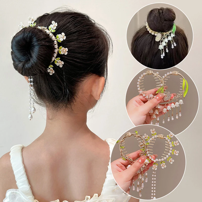 Elegant Lily Of The Valley Flower Pearl Rhinestone Tassel