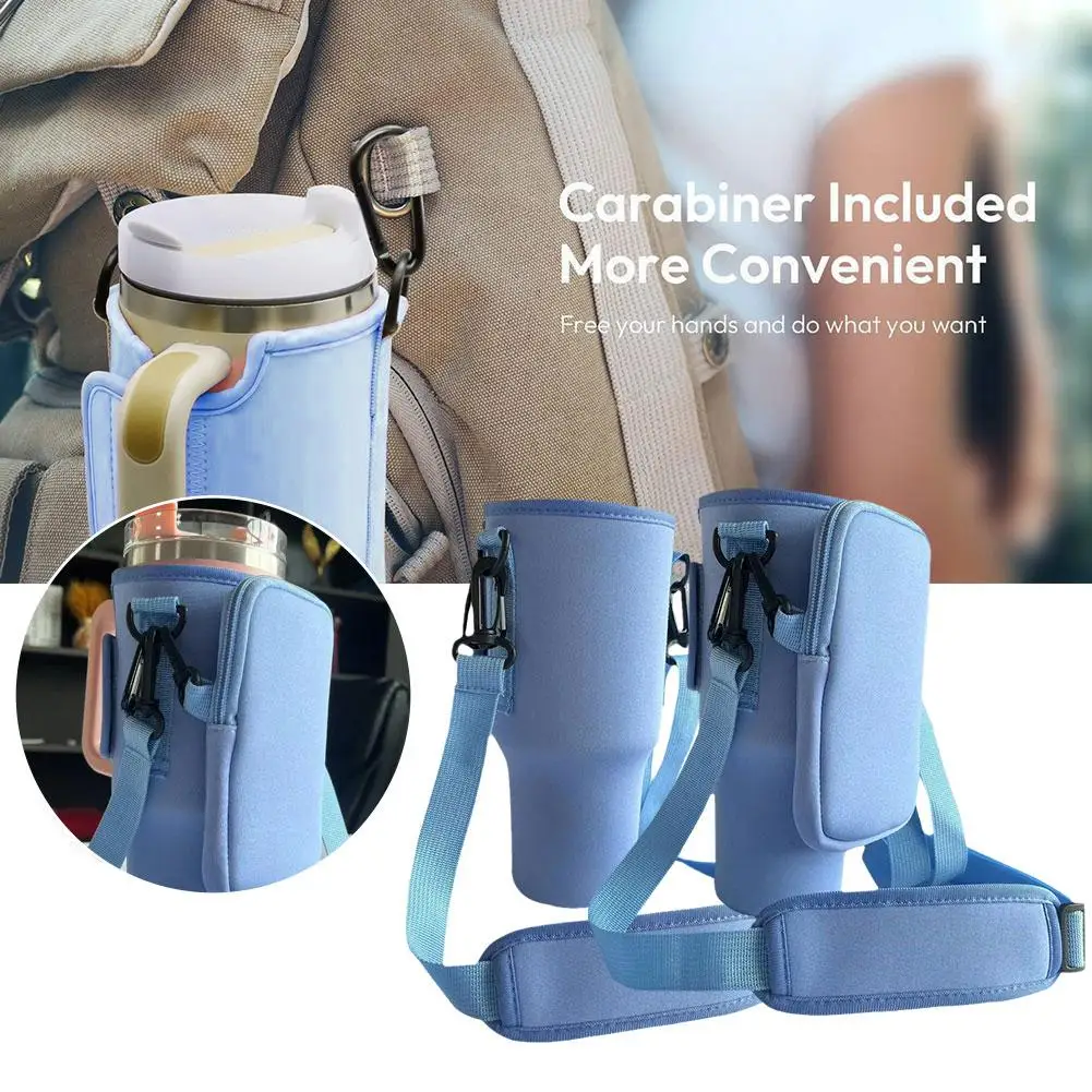 

40oz Water Bottle Carrier Bag With Tumbler With Handle Water Bottle Holder Adjustable Shoulder Strap For Hiking Without Bot W8X5