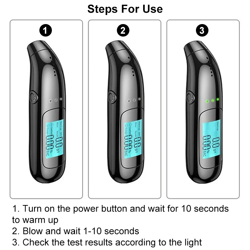 Alcohol tester high precision breathalyzer USB rechargeable non-contact professional car portable