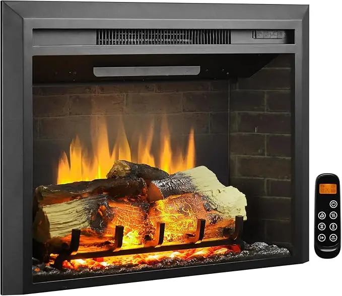 Carl 28" W Electric Fireplace Insert (EF262) Fireplace Heater 750/1500W Fire Crackling Sound Remote Control