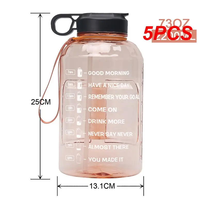 

5PCS Sport Water Bottle 2.2L With Straw Plastic Large Capacity GYM Fitness Tourism BPA FREE Sports Bottles