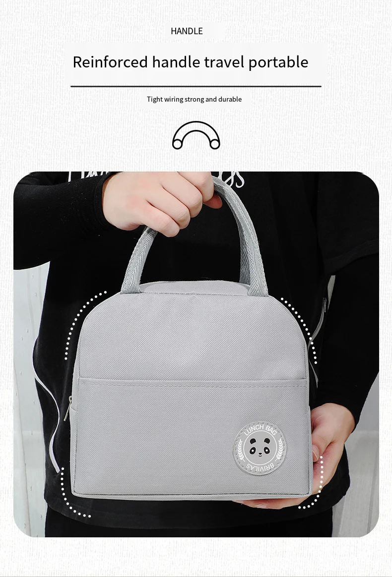 Kinder-Lunch beutel einfarbig Wärmedämmung mit großer Kapazität für Outdoor-Picknick-Aufbewahrung tasche für Lebensmittel – Detail 7