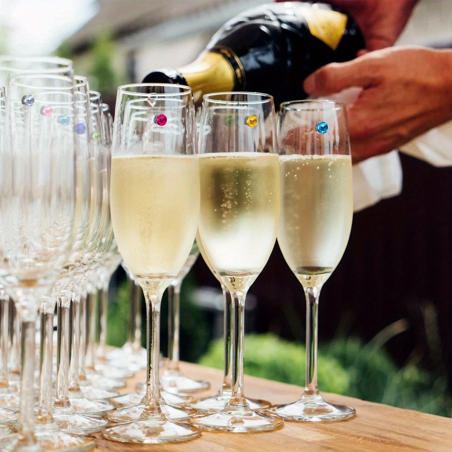 24 pcs/Pack Personalized Gem Hanger Wine Cup with Magnetic Ring Set Red Wine Cup Champagne Flute Cocktai,wine glass marker,wine glass decorations