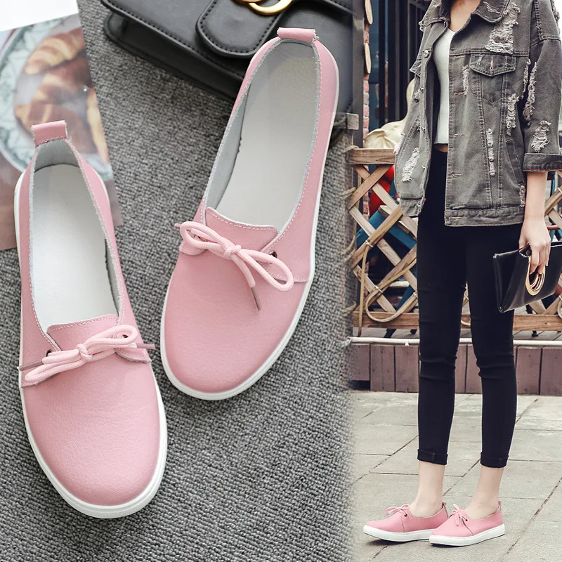 Women Shoes Casual Loafers Fashion Sneakers Woman Flats High Quality Plus Size Soft Ladies Loafers Female Split Leather Shoes