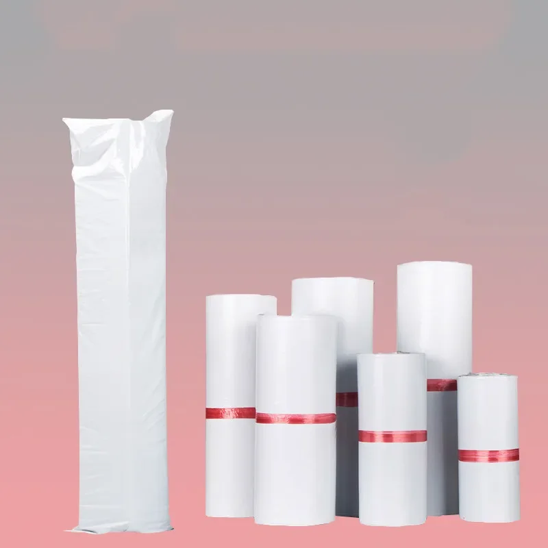 100PCS white SelfAdhesive Mailing Express Bag Envelope Postal Pouch Long Courier Mailer Bags Packaging Poly Thin Package Plastic 3