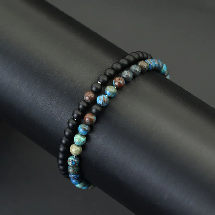 Tiger Eye Turquoise Beaded Men Bracelet Set