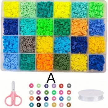 Kit de fabrication de bijoux à faire soi-même, 3000 pièces, perles en argile polymère, ensemble artisanal créatif, accessoire de Bracelet et de collier, cadeau Design artistique à la mode 1