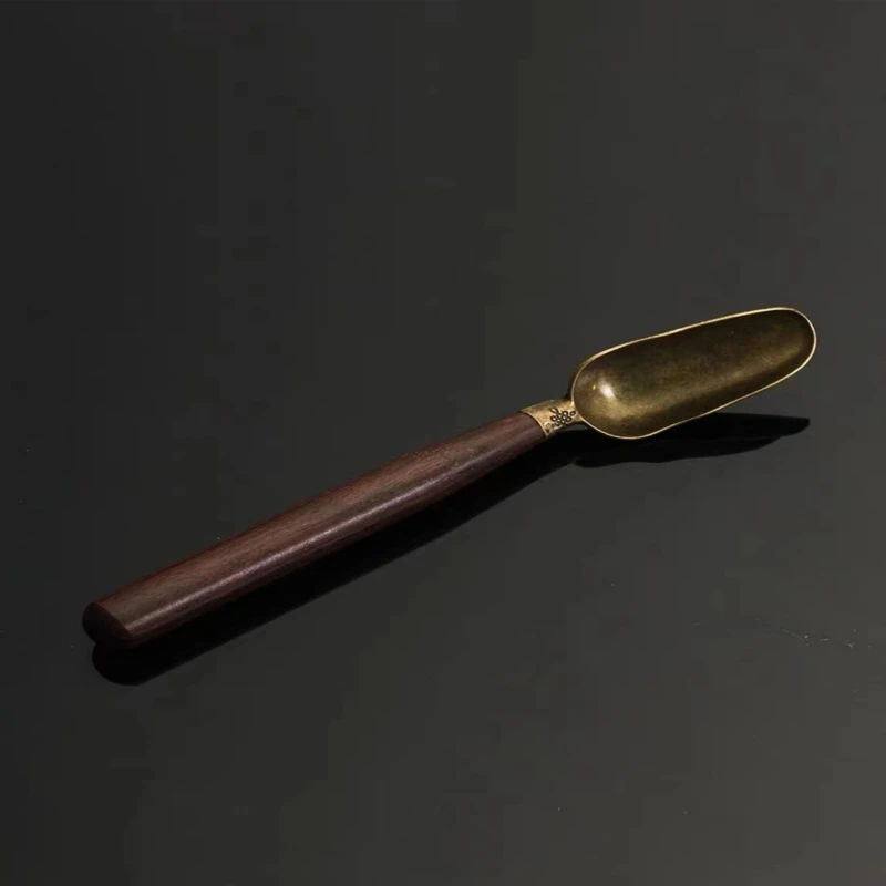 Tea Spoons 1pcs Tea Spoon Ebony Teaspoon Solid Wood Retro Creative Tea Shovel KongFu Ceremony Accessories Gift