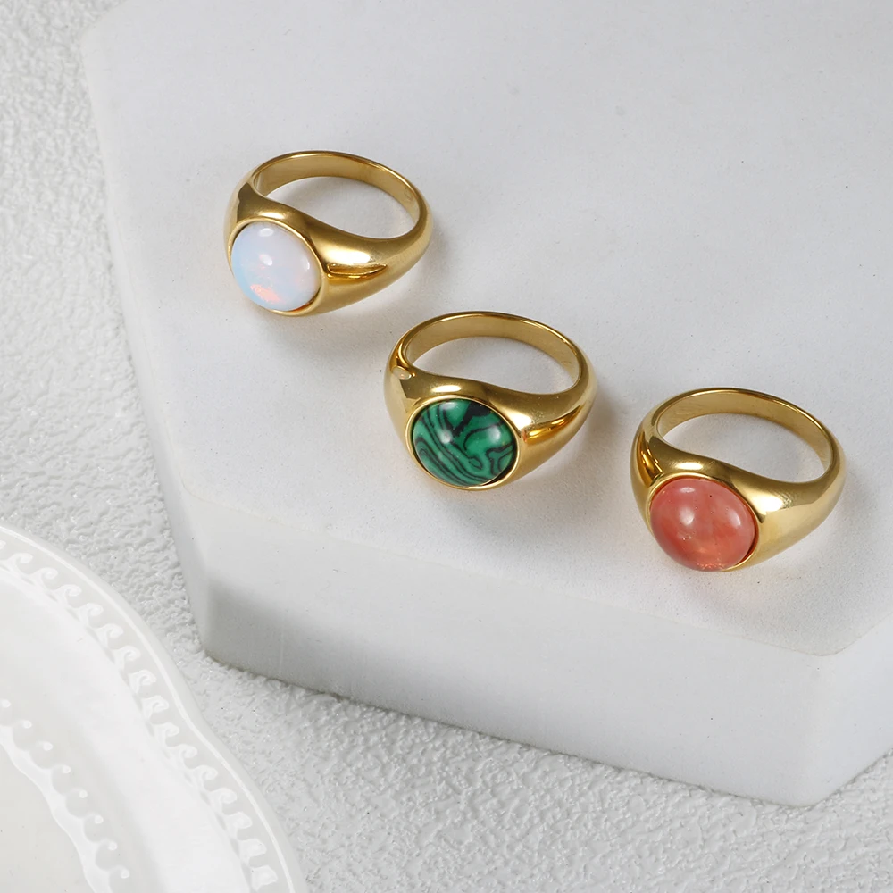 Fashion Trendy Natural Stone Ring Vintage Women Men Tiger
