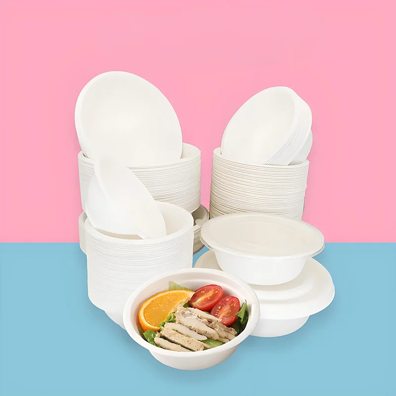50 Pcs 13x10cm Sugarcane Pulp Bowls, Biodegradable Disposable Soup Noodle Bowls, Eco-Friendly Tableware 1