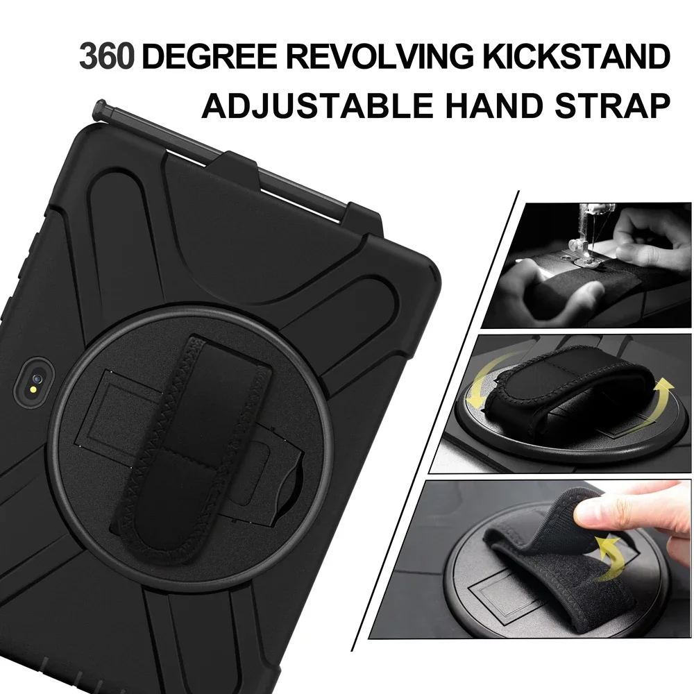 Enhanced Rugged Tablet Case with 360-Degree Rotating Stand and Silicone Shell