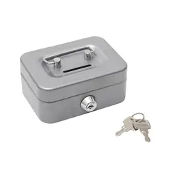 Compact & Portable Piggy Bank with Secure Lock and Key Holder (Gray)