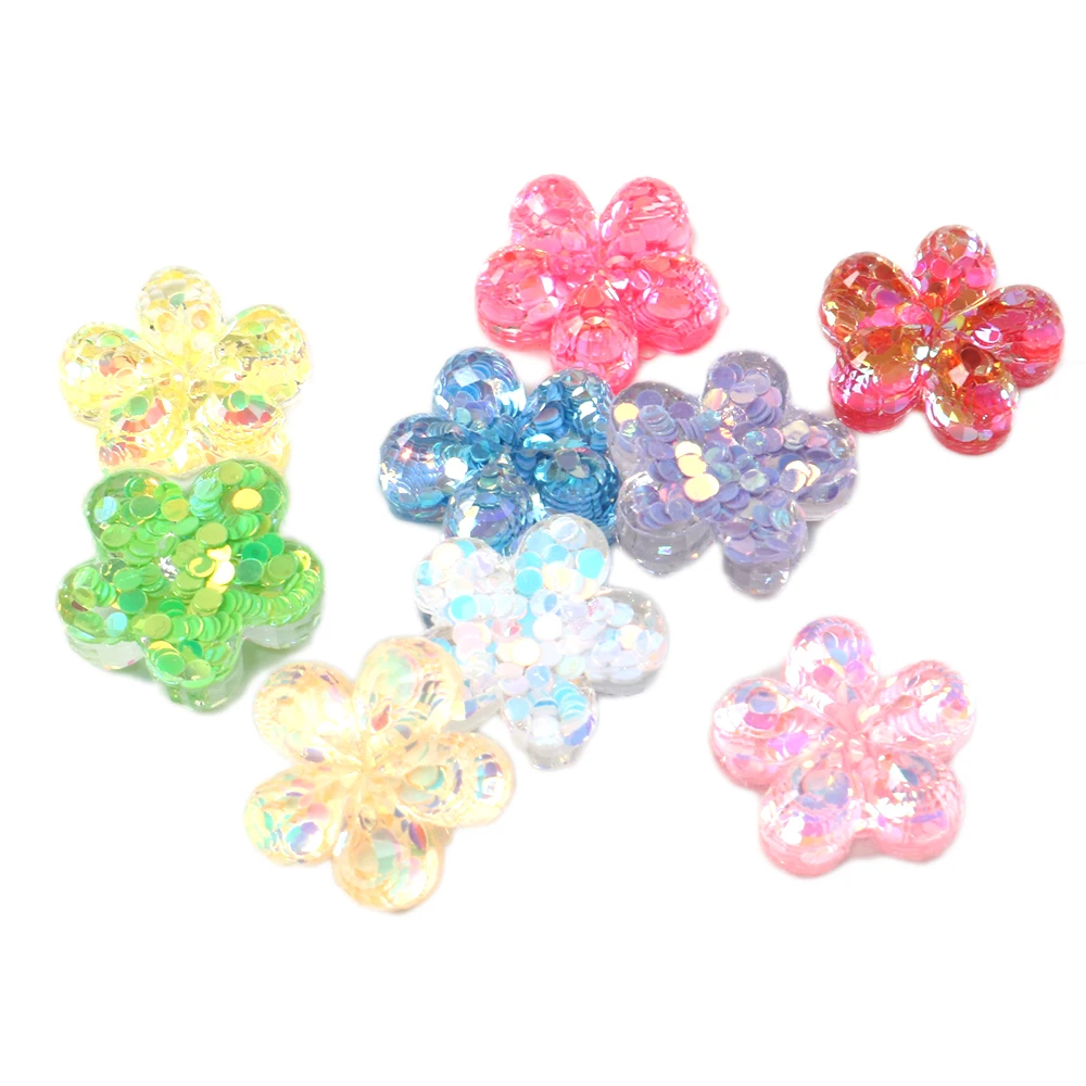 20pcs Mickey Sequins Chunky Glitter 3D Transparent Resin Charms Flat Cabochons Embellishment DIY Earring Keychain Jewelry Making