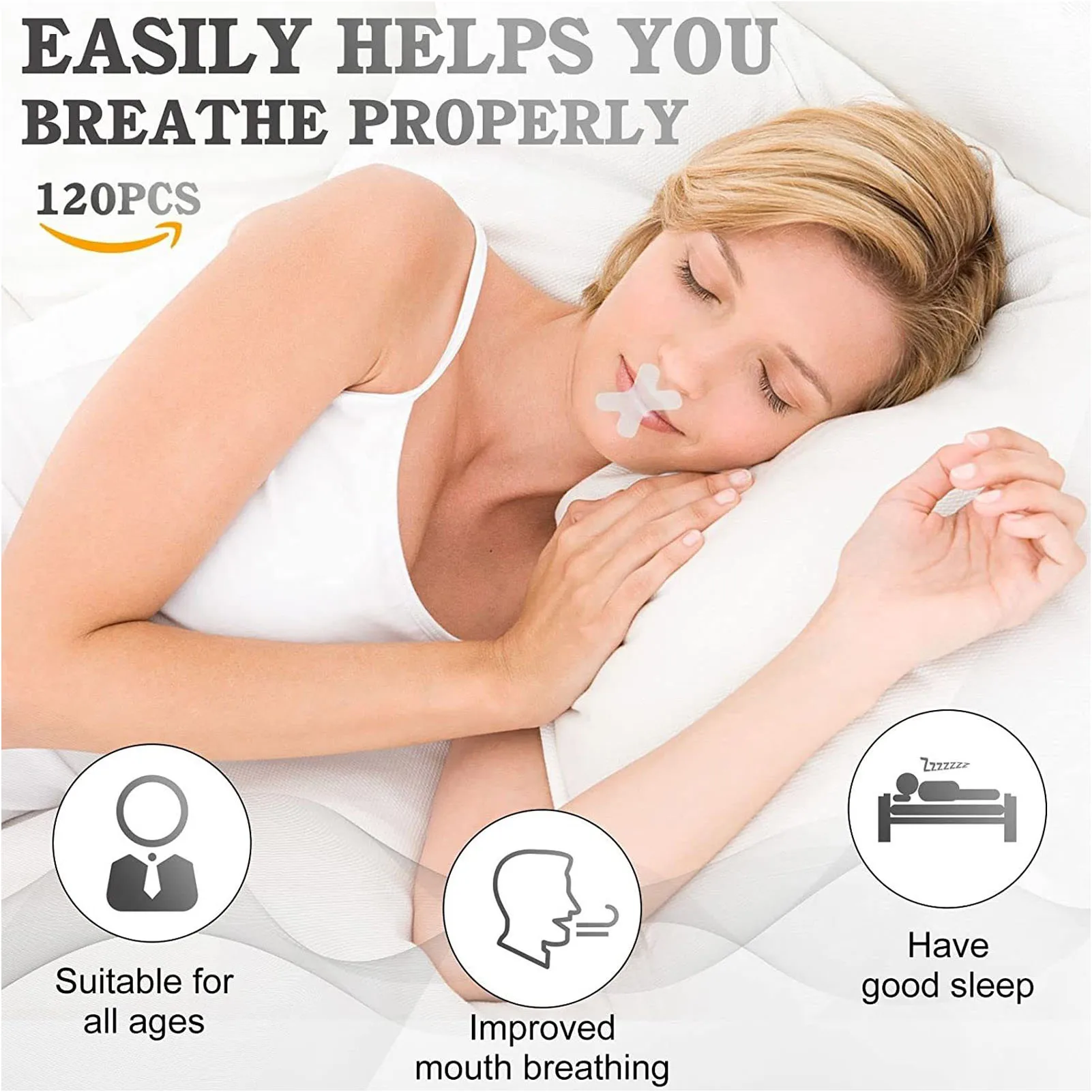 120pcs Mouth Tape for Sleeping Mouth Tape for Sleeping Keep Mouth Close Prevent Snoring Gentle Sleep Strip Sleep Mouth Strip 3
