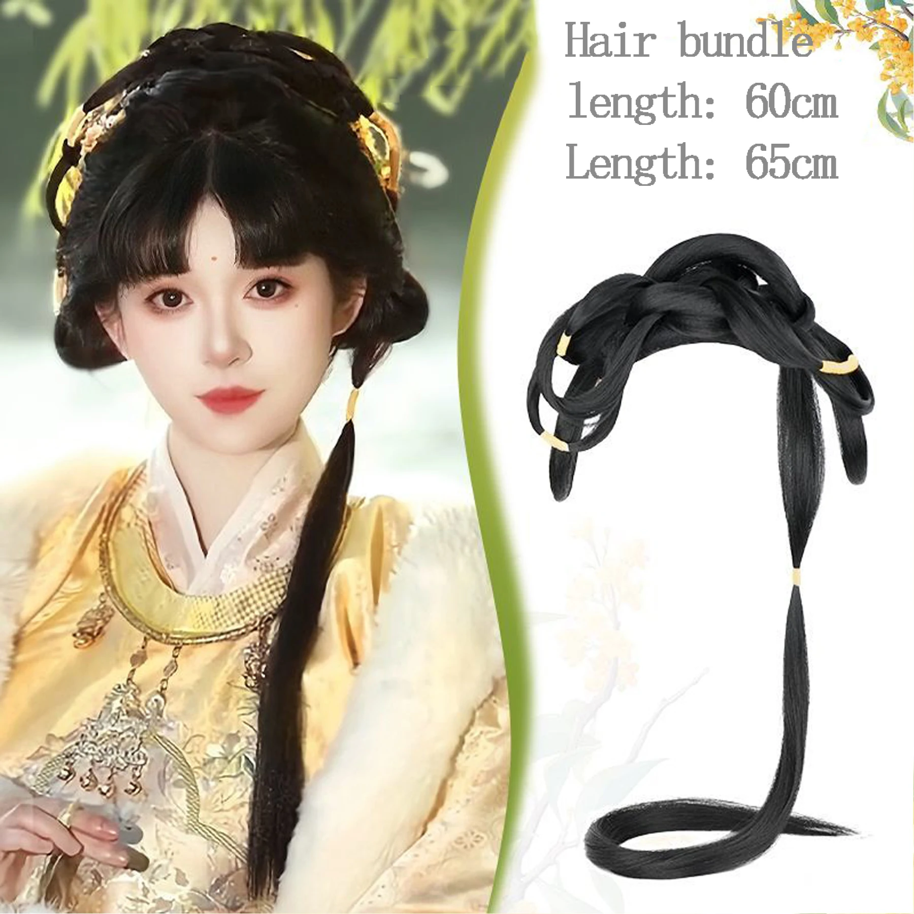 Synthesis Hanfu Ancient Costume Wig Bag Lazy One-Piece Headband Ancient Style Coiled Hair Bun Ming-made Tang Style Headdress