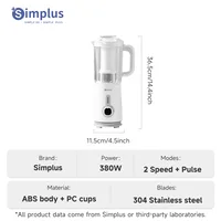 Simplus 3 in 1 Blender  Multi-function 1.25L Capacity 380W Copper Motor 3 Cups With 3 Blade Types Juicing Mincing Grinding 2