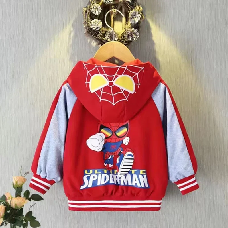 Children Outerwear Boys Spring Autumn Coats Kids Jackets Mickey Spiderman Hooded Windbreaker With Hat Children Zipper Outerwear Baby Girls Clothes