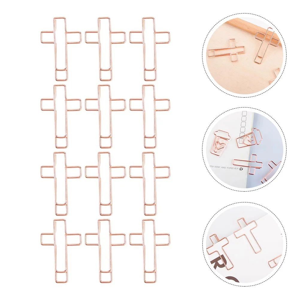 

12 Pcs Bookmark Folder Cross Clip Child Metal Universal Paper Clips Bible Journaling Clamps