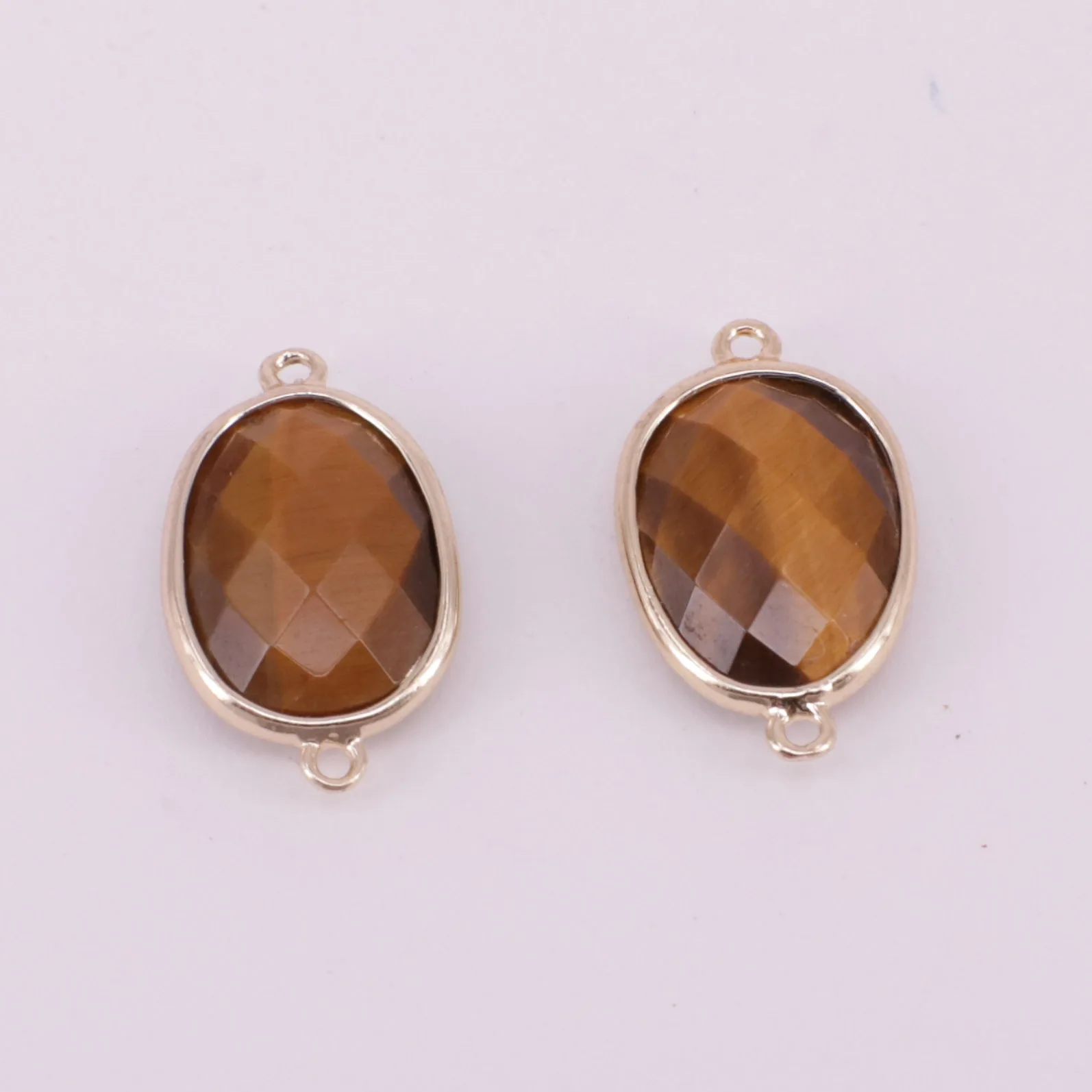 Gains 13x18MM Faceted Gemstone Oval Connector With Gold Plating Edge Jewelry Design Fitting  Accessories Free Shipping