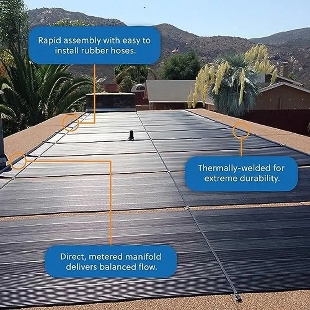 SwimEasy Lite Universal Solar Pool Heater Panel Replacement 15-20 Year Life USA Made DIY Installation 1 Panel 1.5" Header