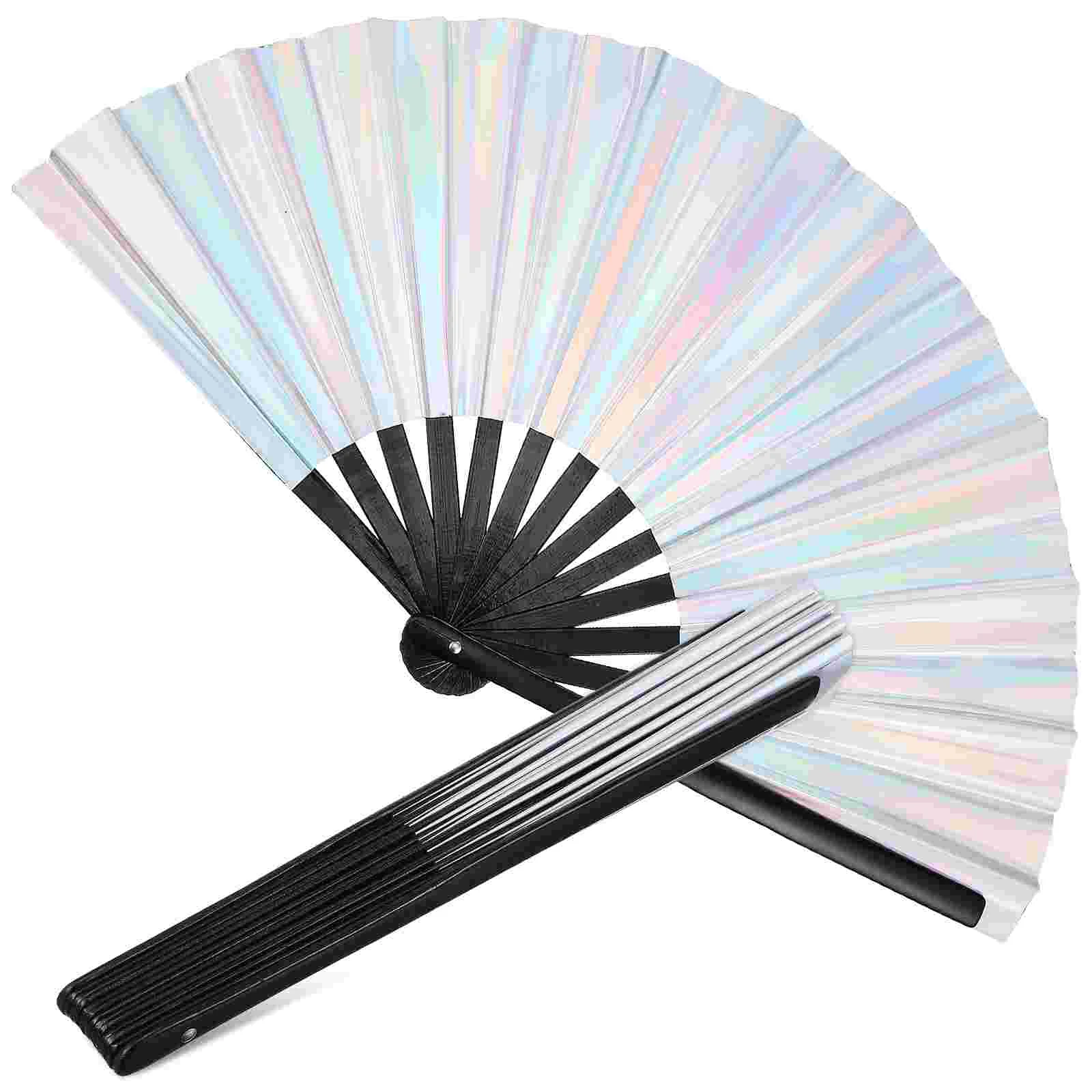 

2 Pcs Symphony Kung Fu Fan Decor Folding Fans Bamboo Hand Pvc Rave Handheld Foldable Miss