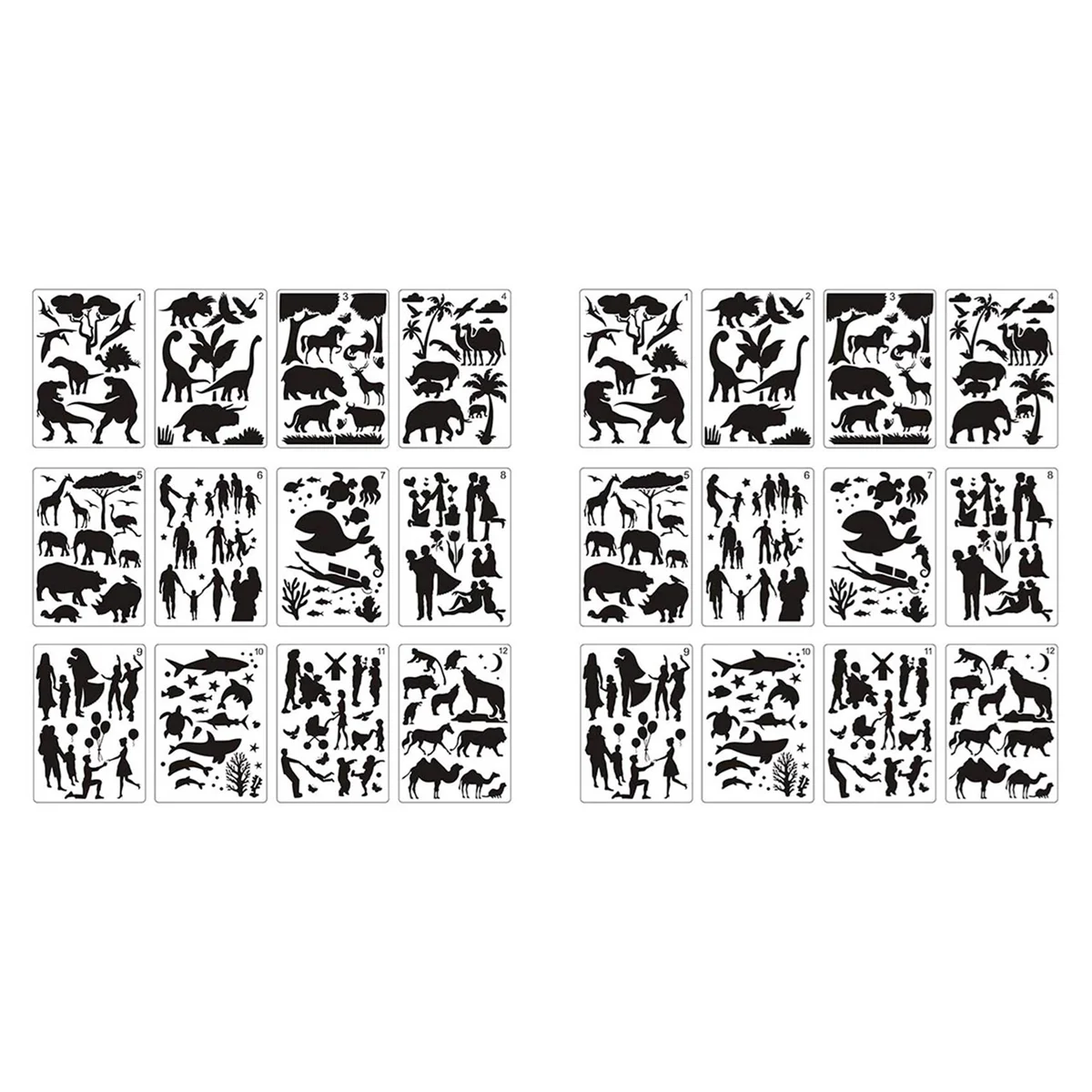BAAU 24Pcs Mandala Painting Templates Perfect Animal Drawing Stencils Hollow Board for DIY Painting Art