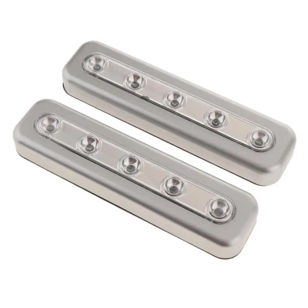 

2x Alloy Mini 5-LED Cabinet Closet Night Light Push Light Cordless