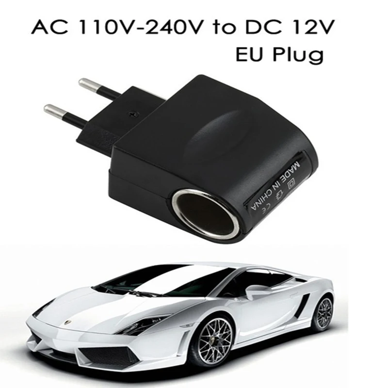 자동차 소켓이있는 AC 어댑터 220 12 볼트 플러그 어댑터 자동차 시가 라이터 DC 12V 0.5A 500mA Adaptador 전원 변경 EU 미국 플러그
