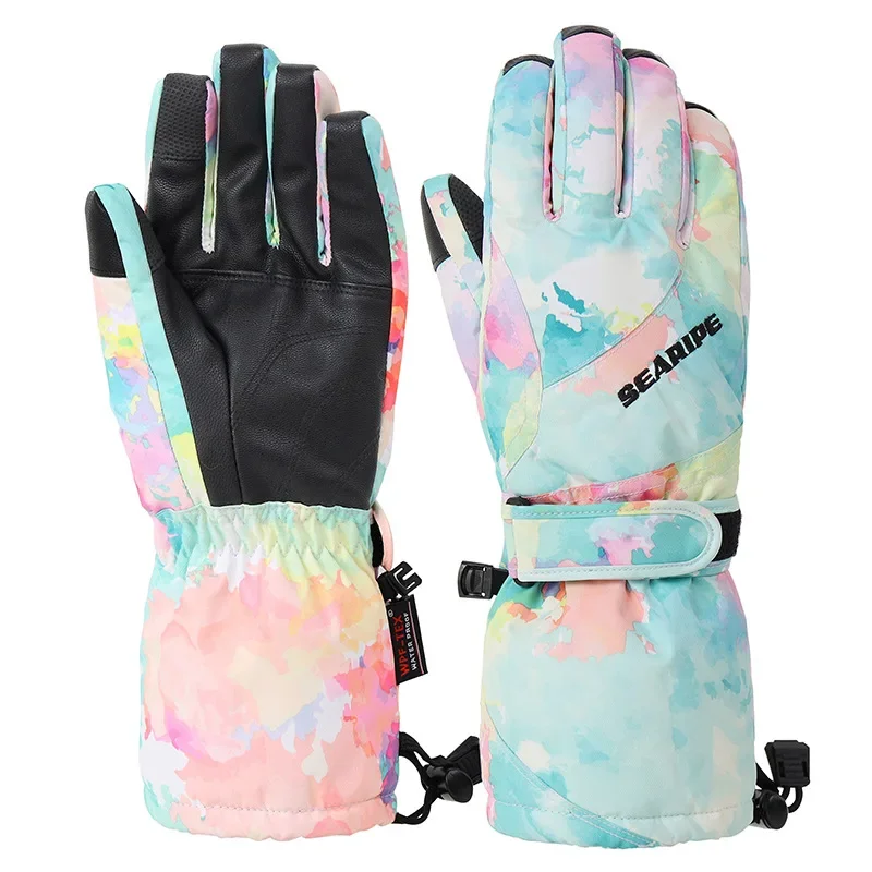 

2024 Outdoor Mountain Man Skiing Gloves Winter Waterproof Women Snow Mittens Sport Warm Female Snowboard Cycling Clothes