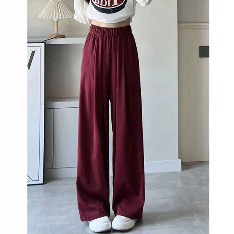 سروال حرير نسائي ساق عريضة مقاس كبير