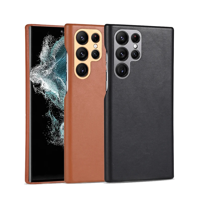 

For Samsung S23 Ultra Luxury Genuine Leather Case Camera Lens Protection Back Cover For Samsung S23 Plus Good Touch Case