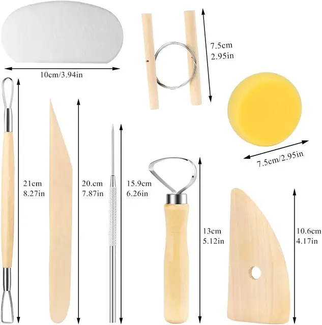 8 pièces/ensemble outils en argile bricolage outils de moulage de céramique couteau à bois ensemble d'outils de poterie Kits de sculpture en argile sculpture outils en céramique pratiques 2