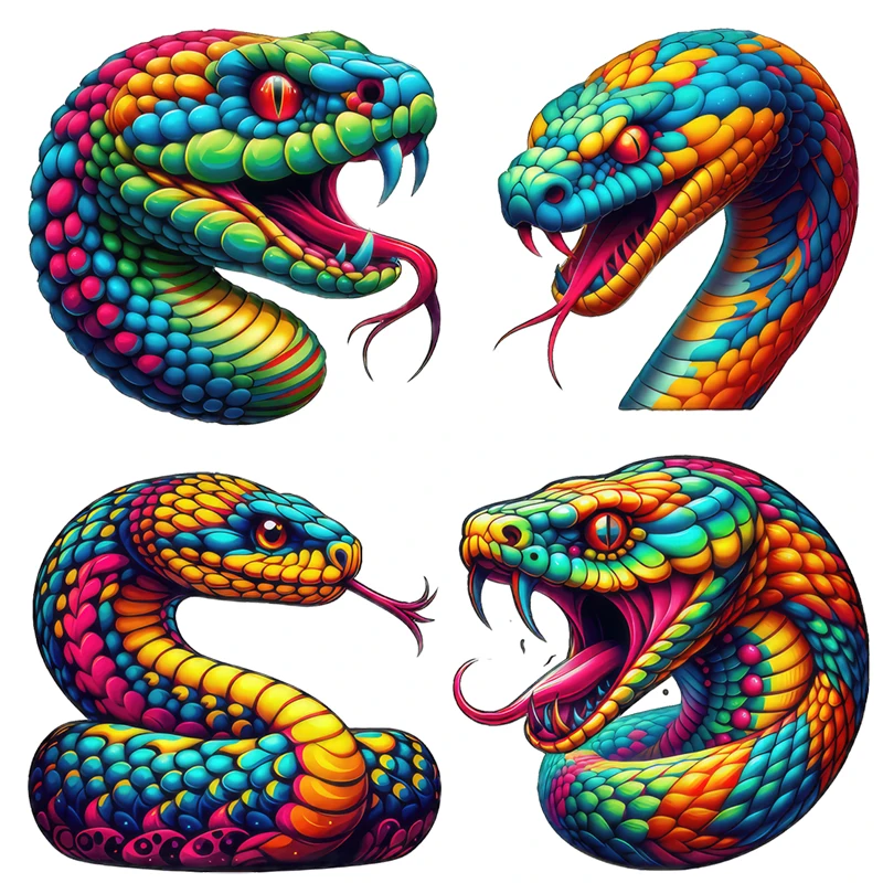 Красочные Мультяшные наклейки Three Ratels CF33 с рисунком питона для украшения дома, персонализированная компьютерная деталь