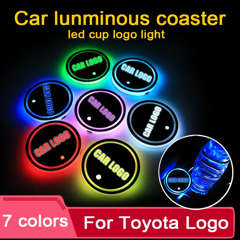 2pcs Led Car Cup Holder Coaster For Toyota Logo Light For Anvensis T25