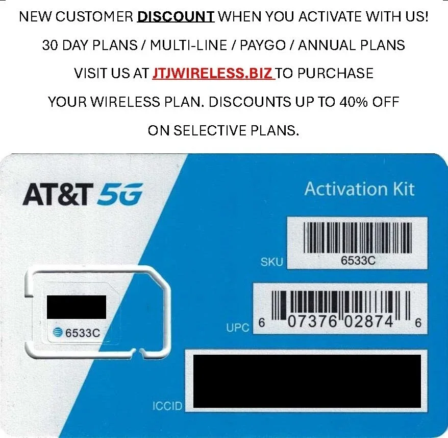 AT&T SIM Card, Compatible with Prepaid (GoPhone) and Postpaid AT&T ...