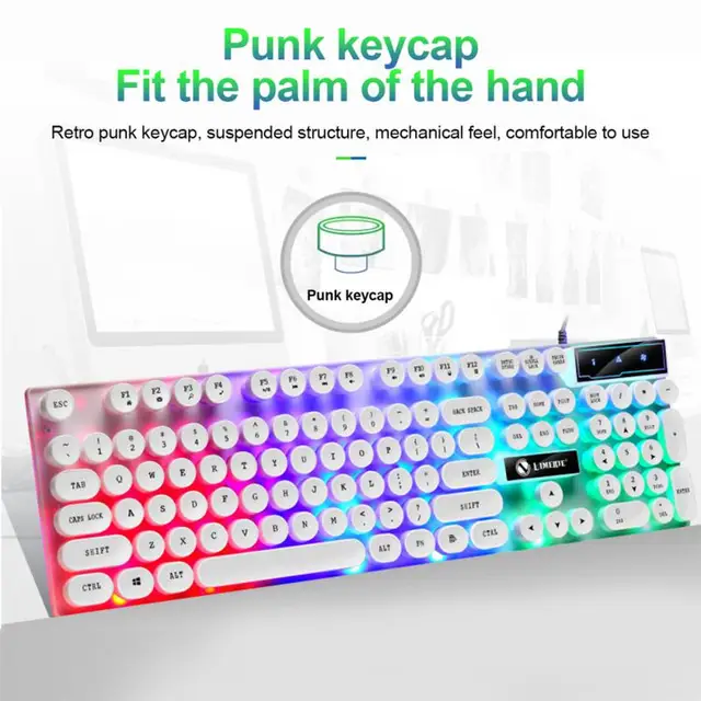 Gtx300 Keyboard and Mouse Set Punk Retro Simulation Mechanical Keyboards Backlit USB Wired 104 keys Suspension Gaming Keypad Set - Image 4