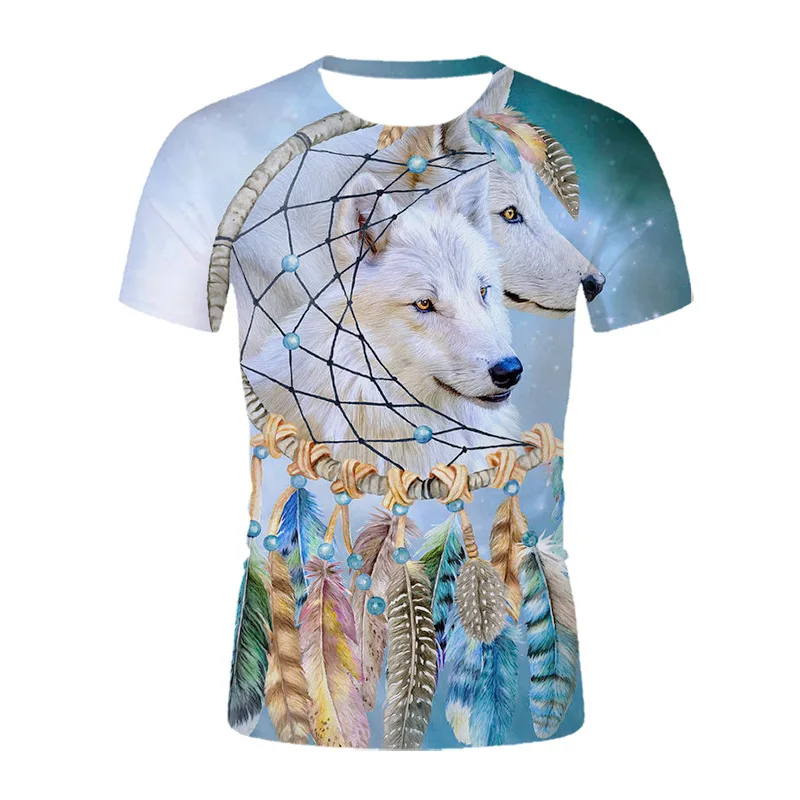 

Fashion Ice Fire Wolf Animal 3D Print Men T-Shirt Summer Crew Neck Short-sleeved Street Men Casual Male Tops Tee Plus Size 6XL